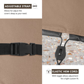 ULTCOVER wheel-clip and drawcord system keeps cover secure in windy weather.