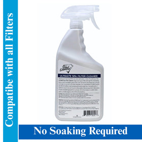 Ultimate Spa Cleaner on a filter during application, demonstrating fast action.