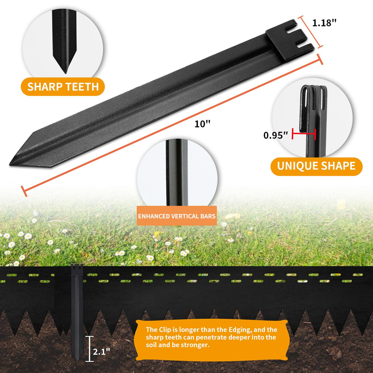 UltiTeque six stakes set up securely in the ground for edging and borders
