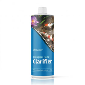 UltraClear Clarifier bottle being poured into pond water for clarity.
