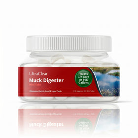 UltraClear Muck Digester tablets in packaging for quick pond maintenance.