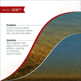 UltraClear pond bottom cleaner action targets sediment at deep points.