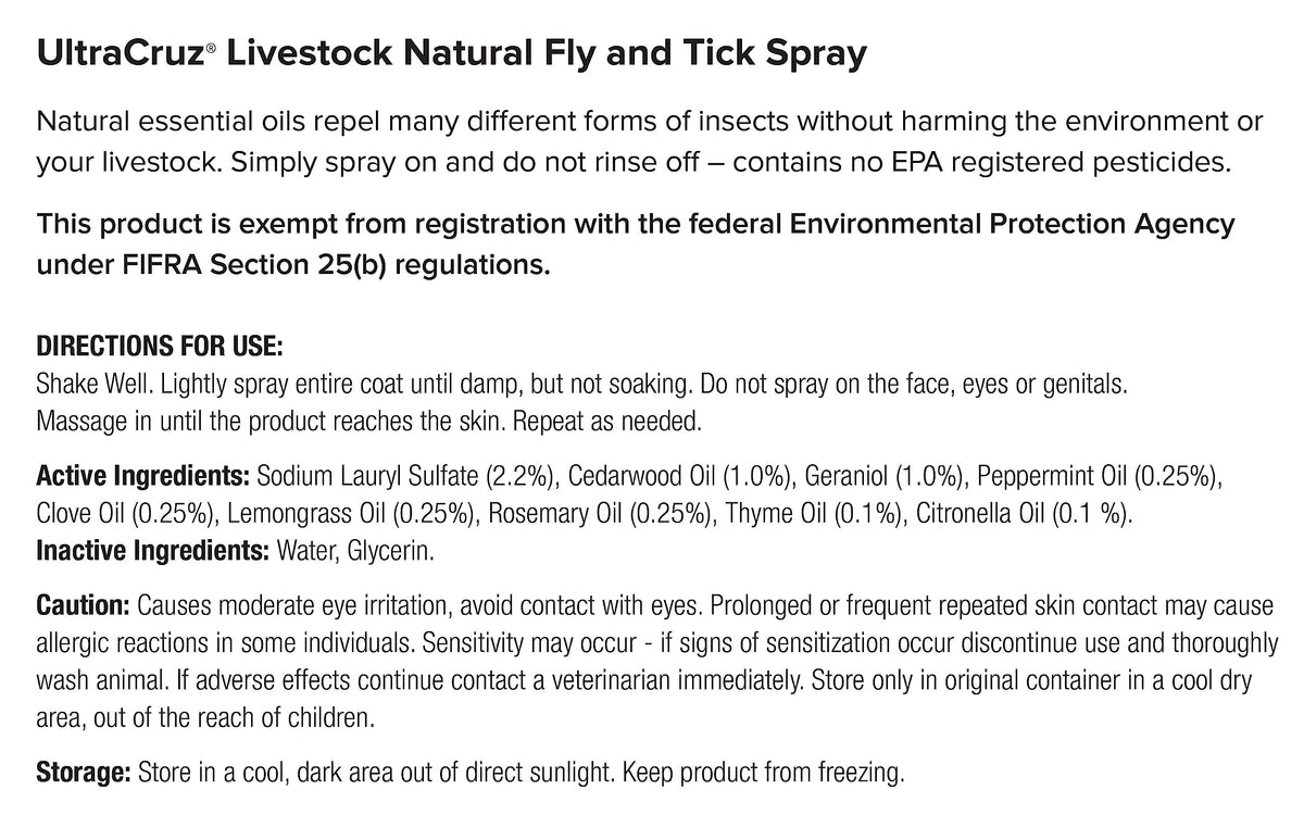 Treated animals in the pasture with fewer flying pests after application.