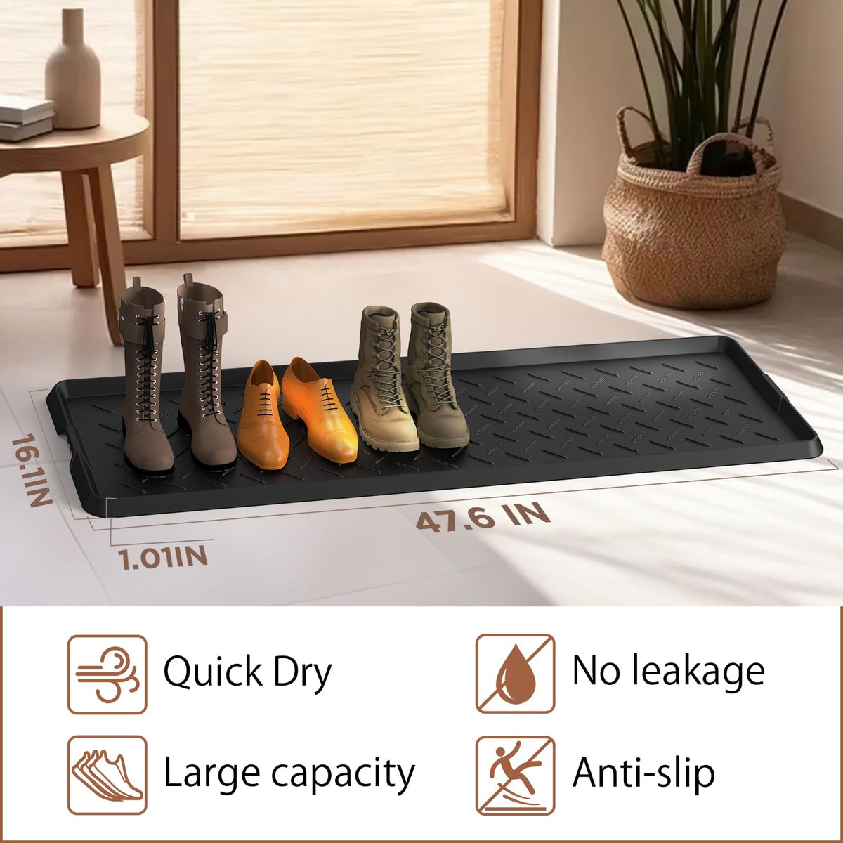 UltraLegend boot tray brush close-up shows built-in cleaning aid for footwear