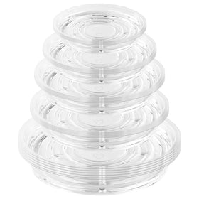 UltraOutlet clear 4-inch plant saucer protecting surfaces from water by catching drainage