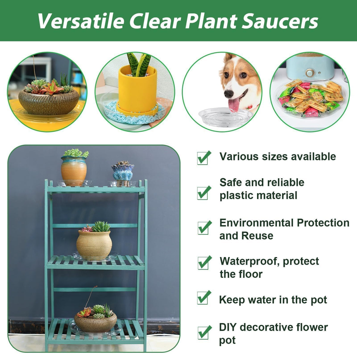 UltraOutlet see-through trays blend with decor while protecting surfaces