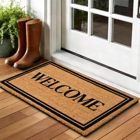 ULTSOFE coir mat heavy duty backing keeps grip on outdoor surfaces.