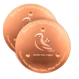 Ulycon purification disk sits in a bird bath, promoting clearer water for visiting birds