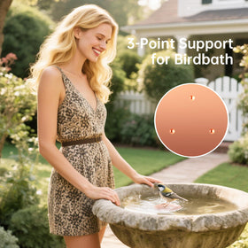 Copper disk installed in a bird bath bowl for clean water