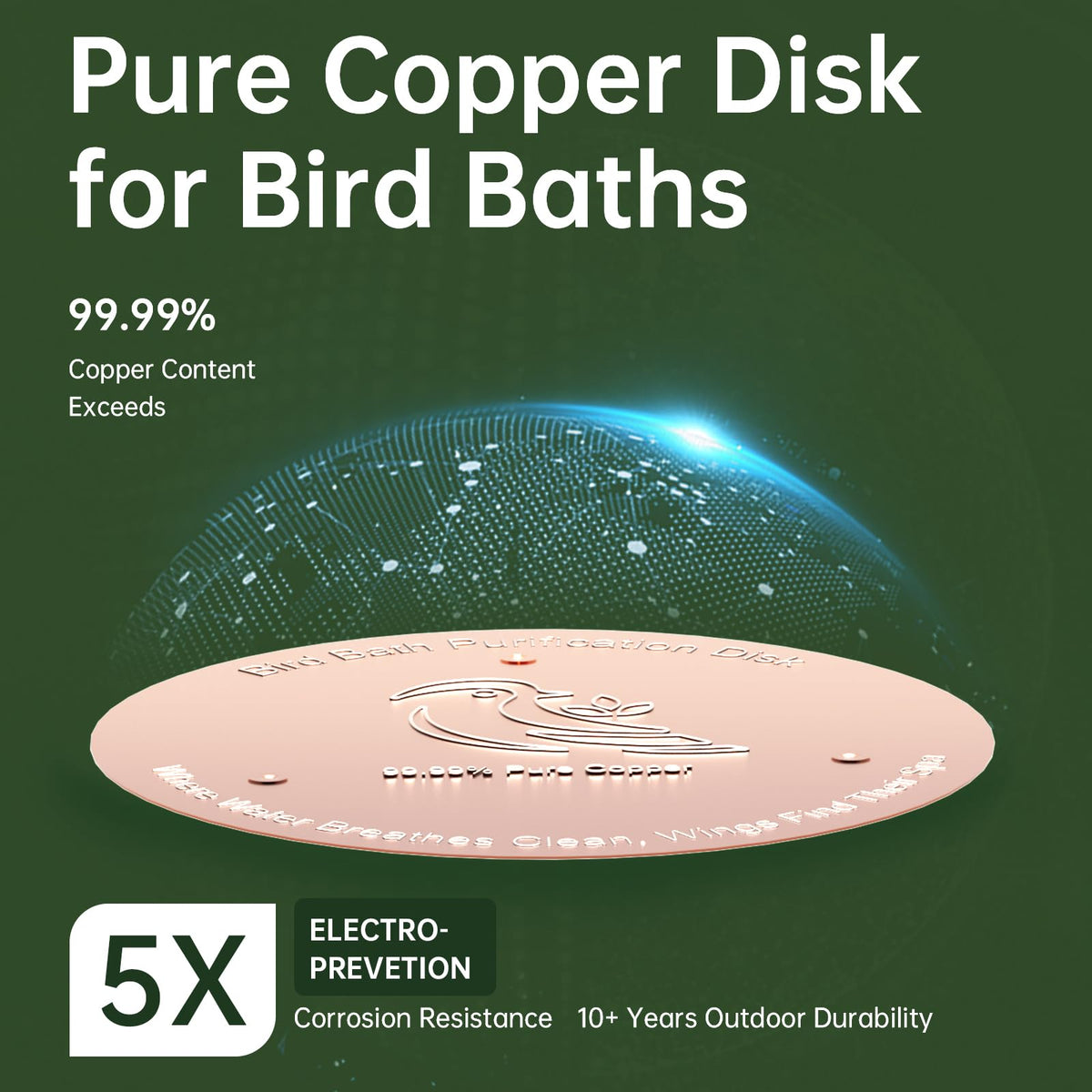 Outdoor bird bath setup with Ulycon disk for low maintenance