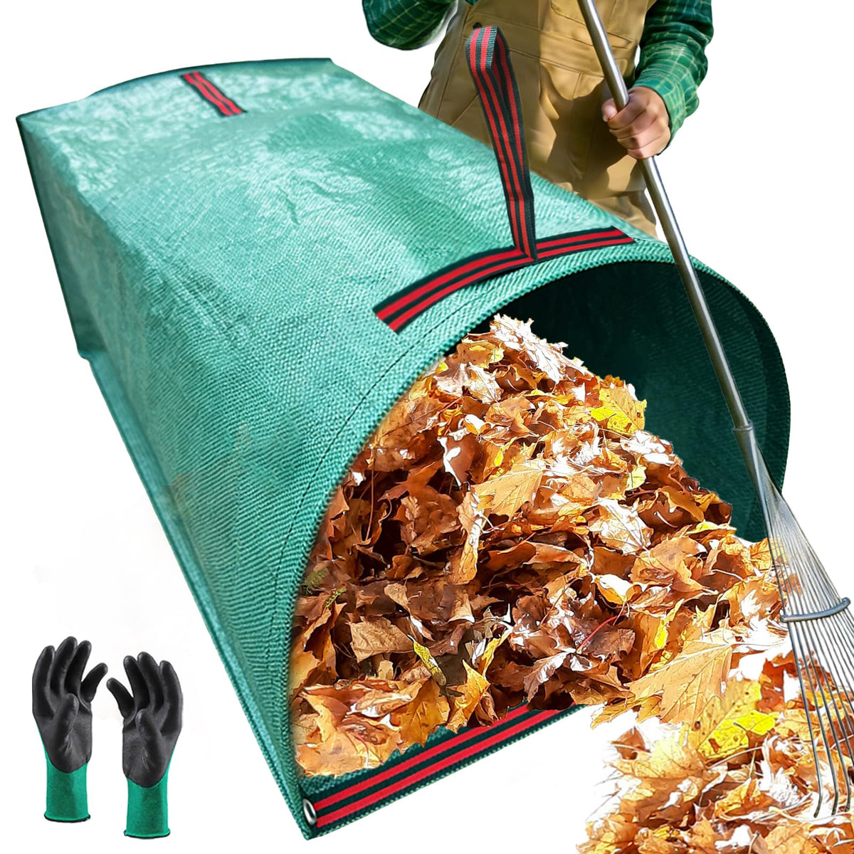 UmBgodn 72-gallon leaf collector bag in full view, perfect for large yard cleanup.