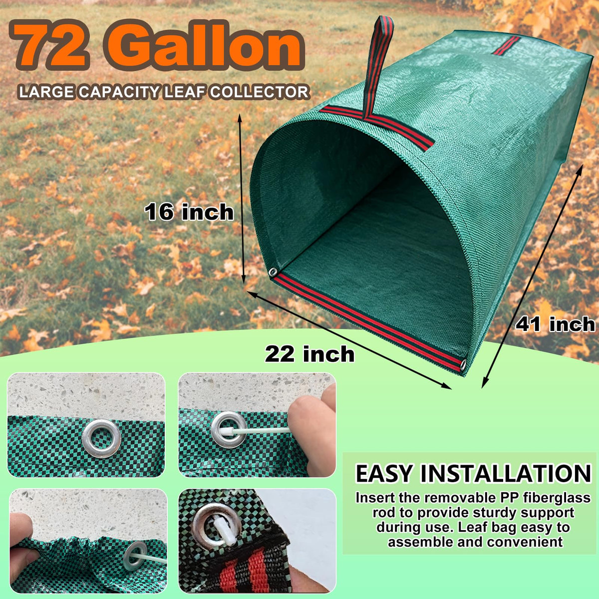 UmBgodn dustpan design garden bag elevated for easy leaf collection.
