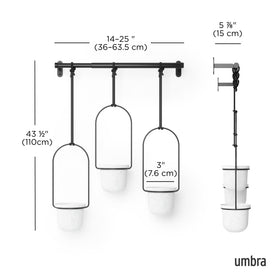 Umbra Triflora cord system adjusts along the rod for placement.