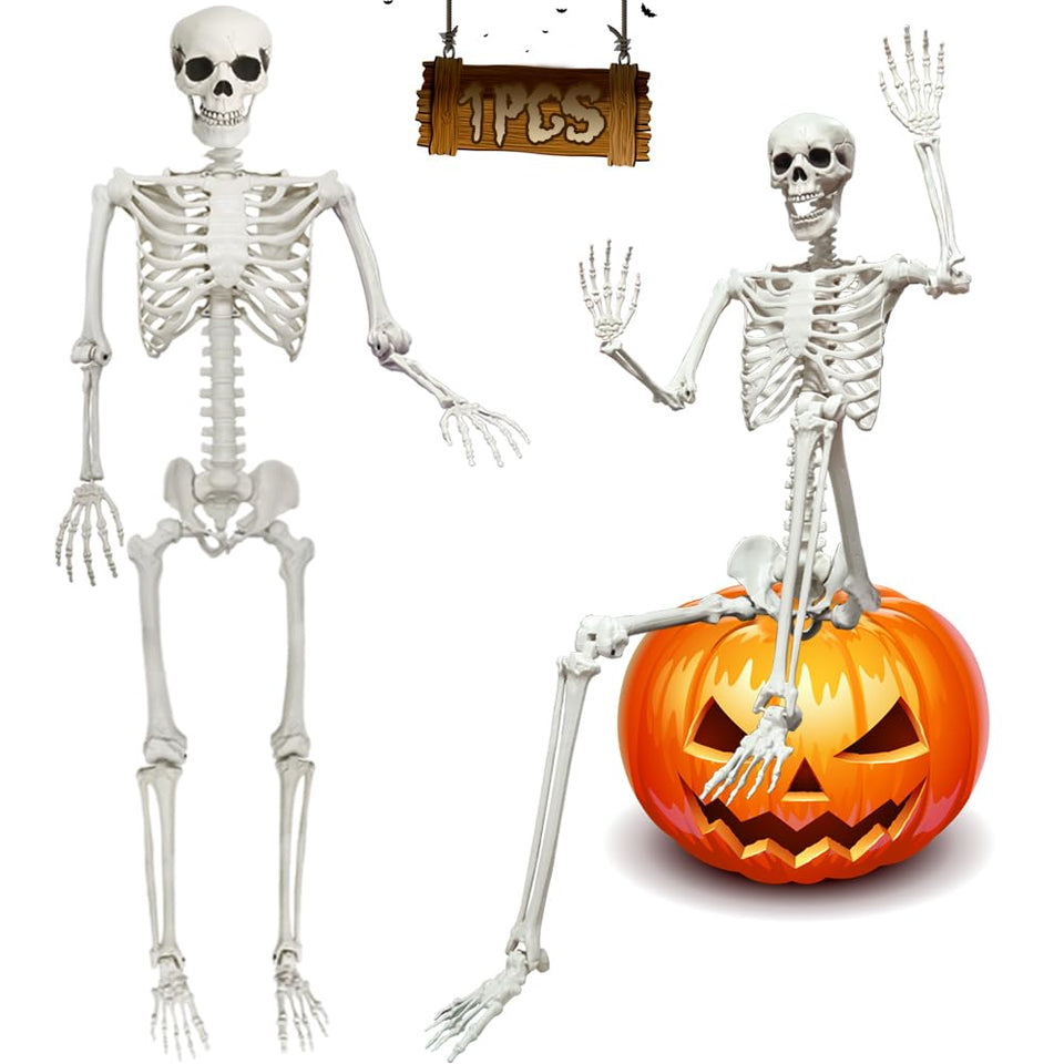 UMEELR 5.9FT poseable skeleton full view for lifelike Halloween displays