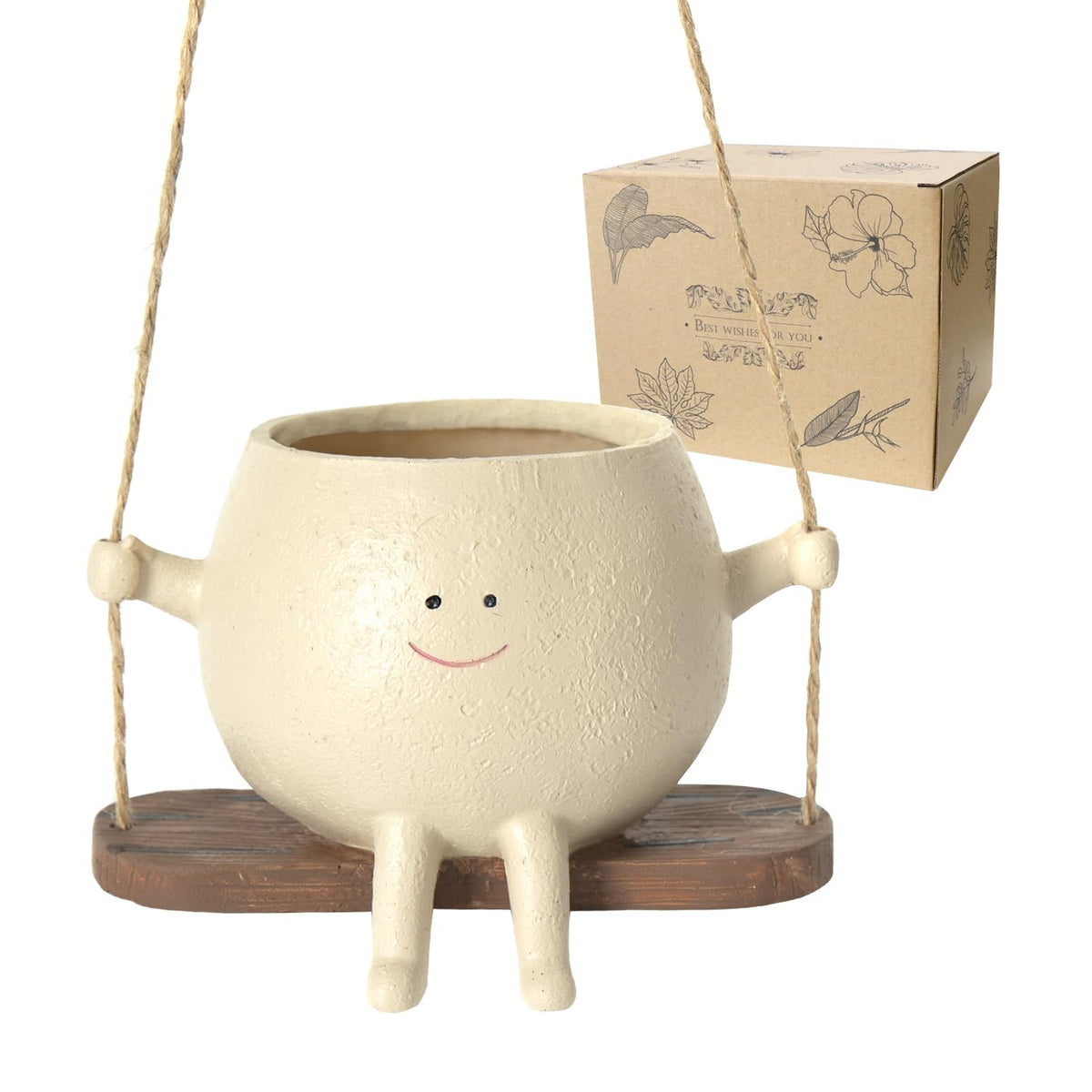 UMESONG resin face planter with succulents creates a charming display.