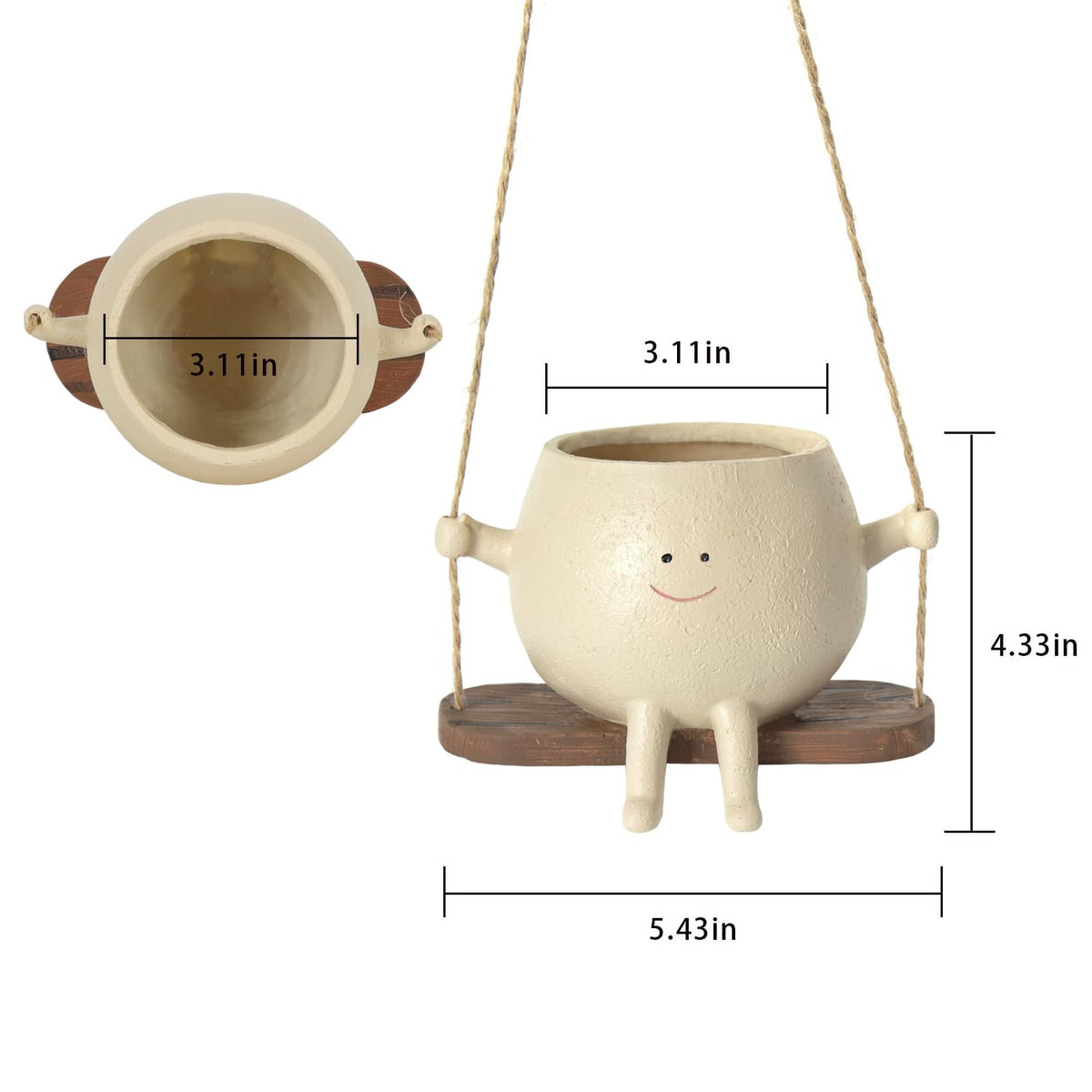 UMESONG Swing Face Planter shown outdoors as decorative hanging planter.