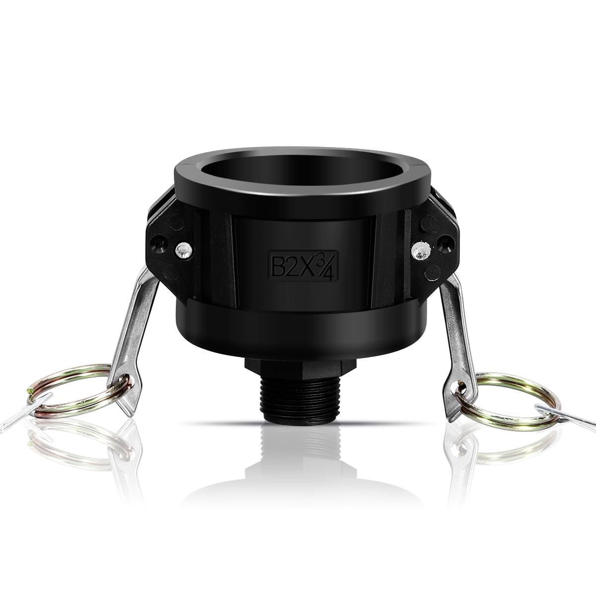 UMETASS 275-330 gallon tote fittings front view, highlighting versatile compatibility and simple installation