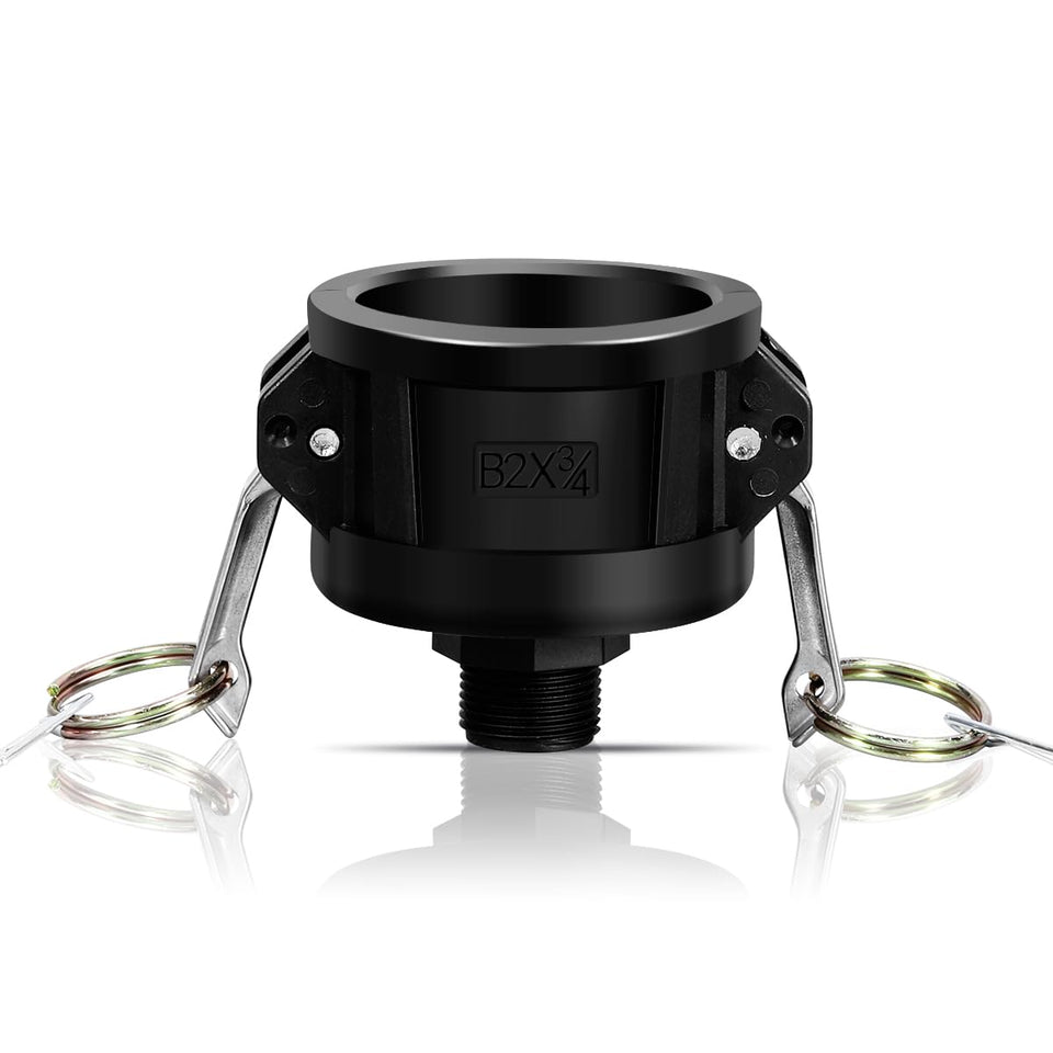 UMETASS 275-330 gallon tote fittings front view, highlighting versatile compatibility and simple installation