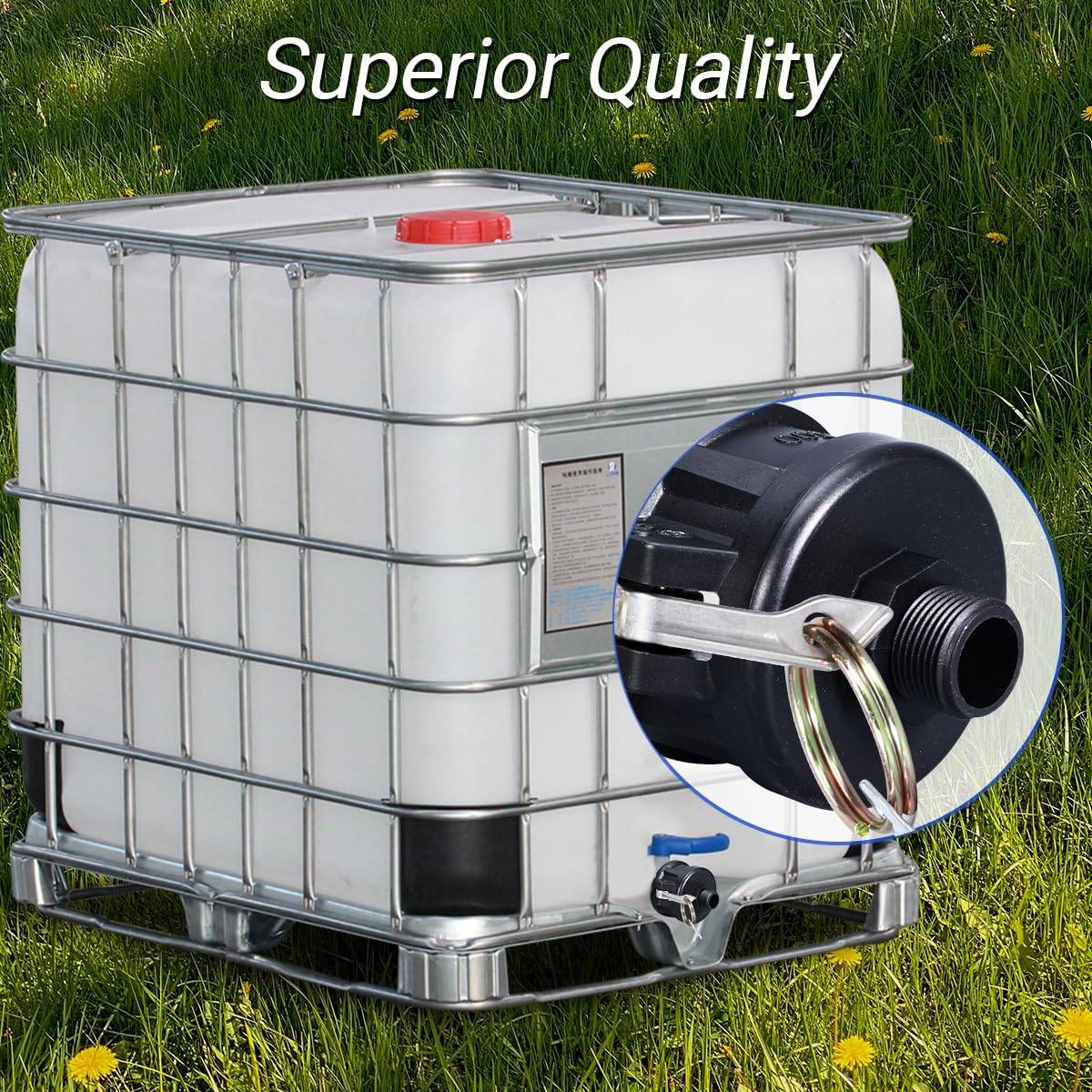 UMETASS food-grade tote adapter, implying safe handling of water and consumables