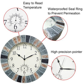 UMEXUS silent movement clock suitable for indoor and outdoor spaces