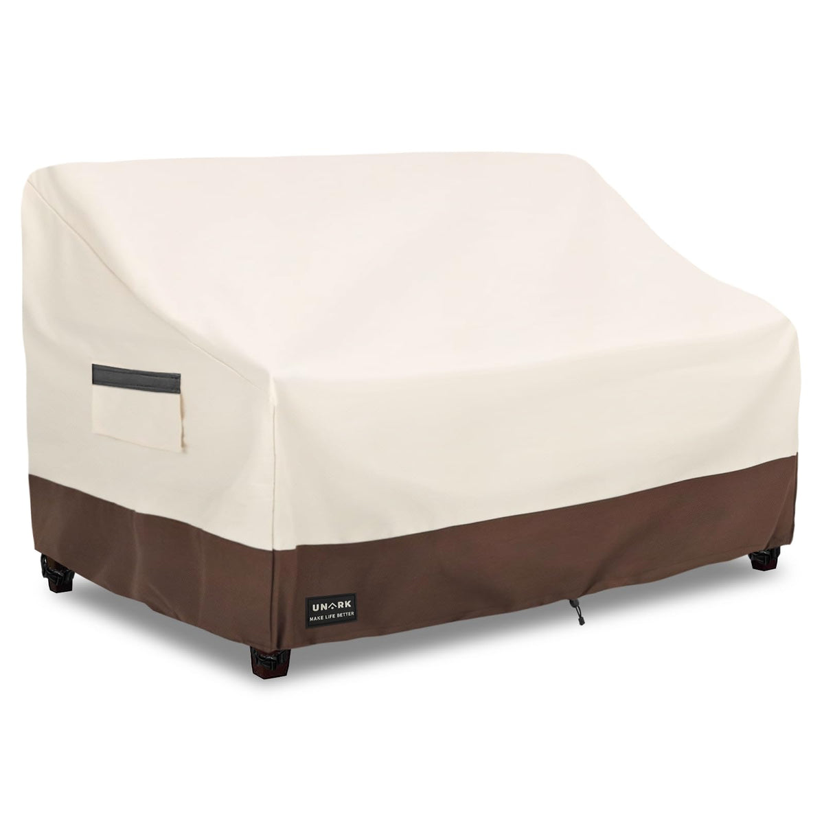 UNARK outdoor loveseat cover front view with waterproof fabric for all-weather protection