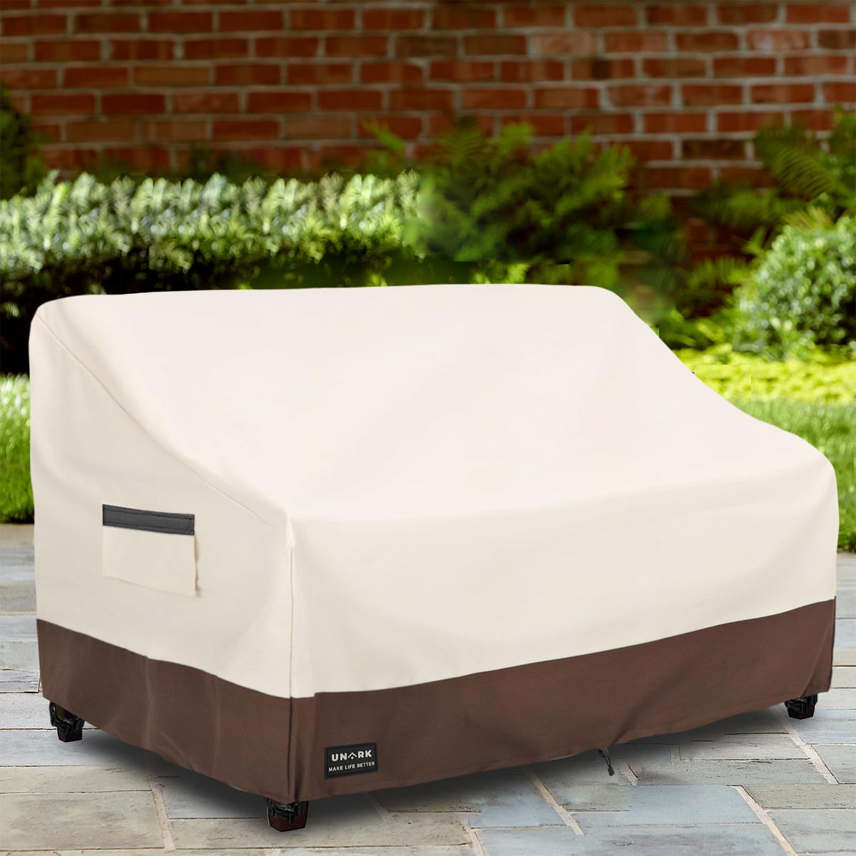 UNARK cover close-up reveals laminated undercoating for durable water resistance