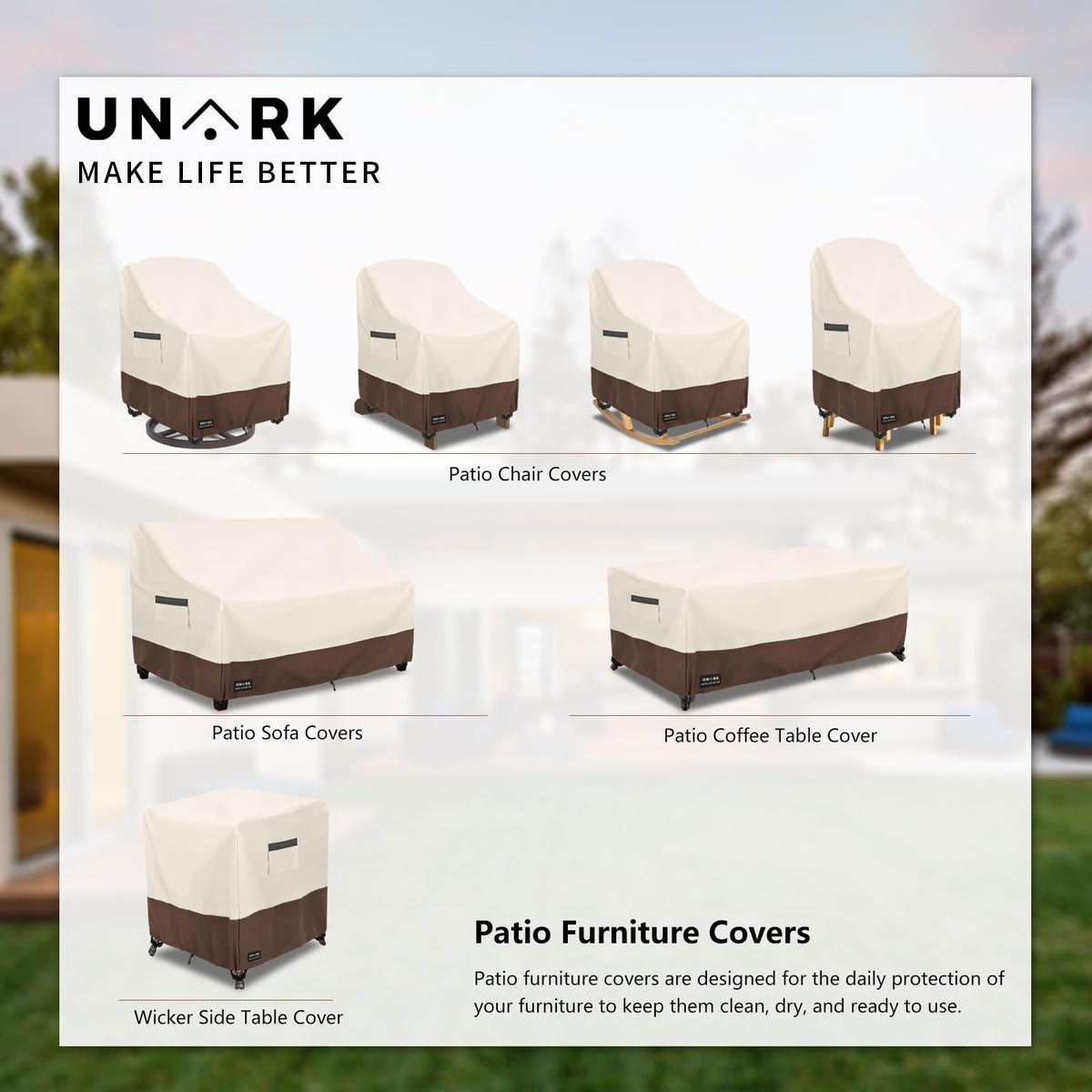 UNARK protection for swivel chairs against rain and snow year-round.