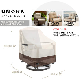 UNARK swivel chair cover with click-close straps keeps cover secure on windy days.