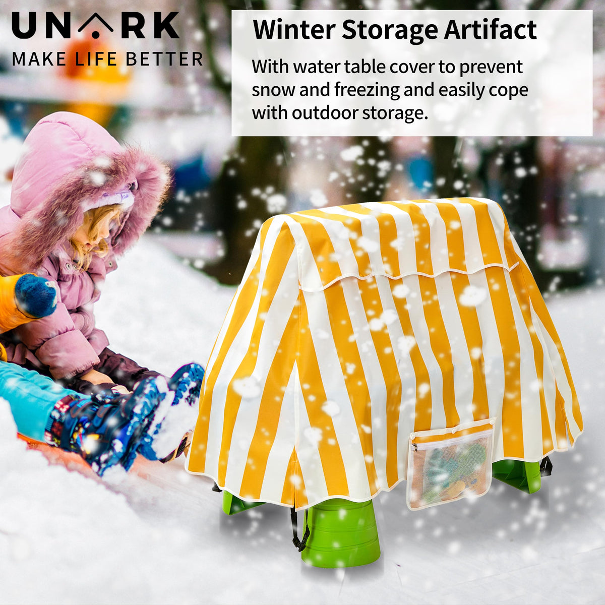 UNARK Water Table Cover waterproof material safeguards the surface.