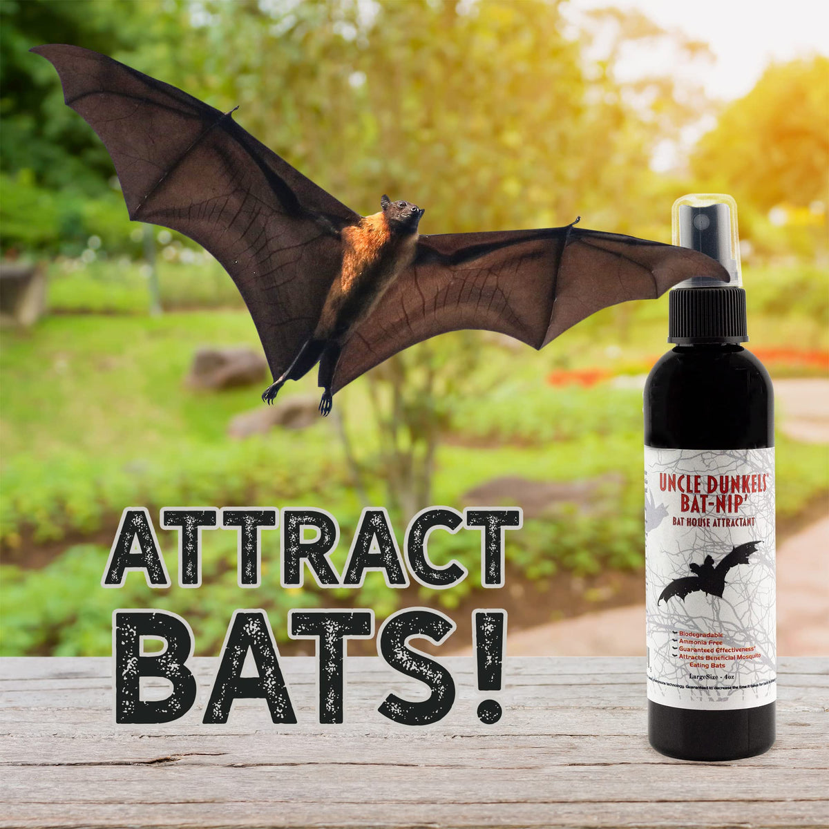 Uncle Dunkels Bat-Nip Spray 4 oz bottle close-up