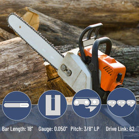 UNCO 18-inch chainsaw chain 3-pack gauge-detail image emphasizing accuracy for compatible models