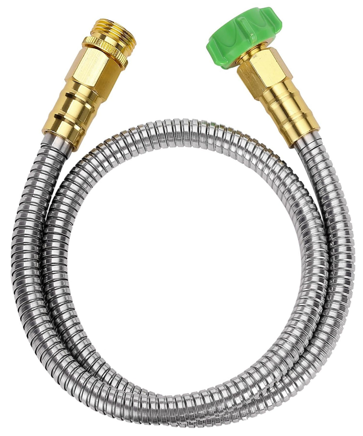 UNCO 3ft stainless steel short hose showing flexible, durable water delivery.