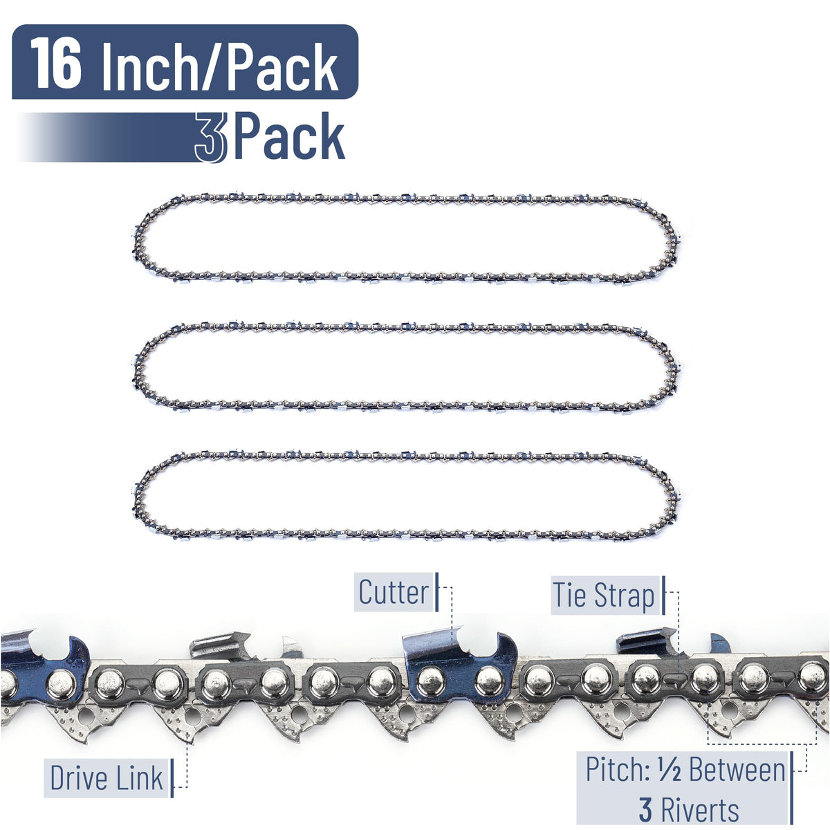 UNCO 3-8 low-profile pitch chain demonstrates precise fit on 16-inch saws.