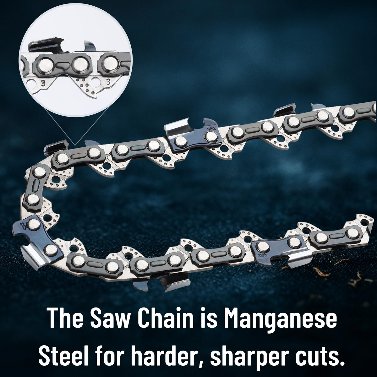 UNCO manganese steel construction for long-lasting cutting performance.