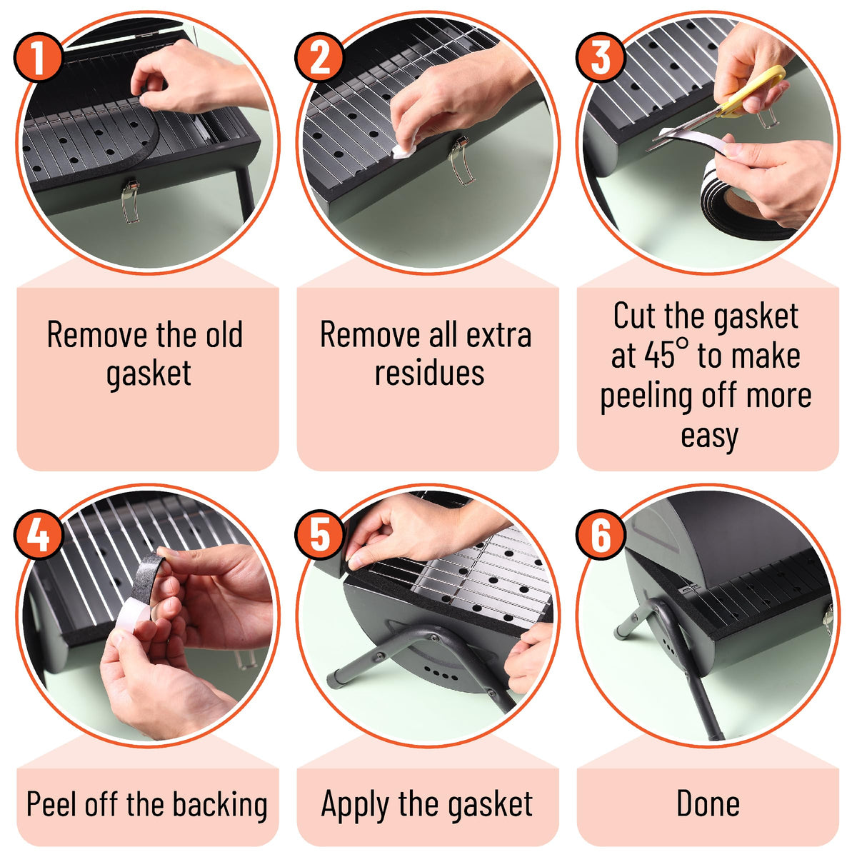 Installation steps: clean surface and apply gasket for a tight seal