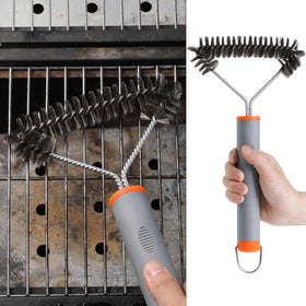 UNCO compact grill brush with hanging loop for easy storage
