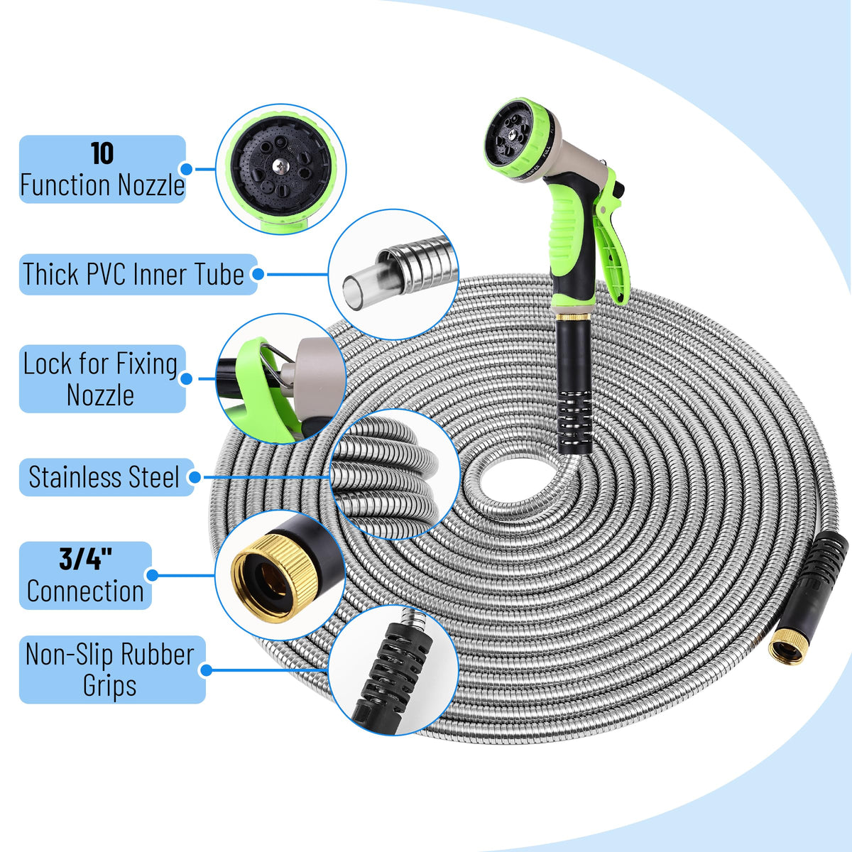 UNCO hose connectors with extra washers ensure leak-free connections