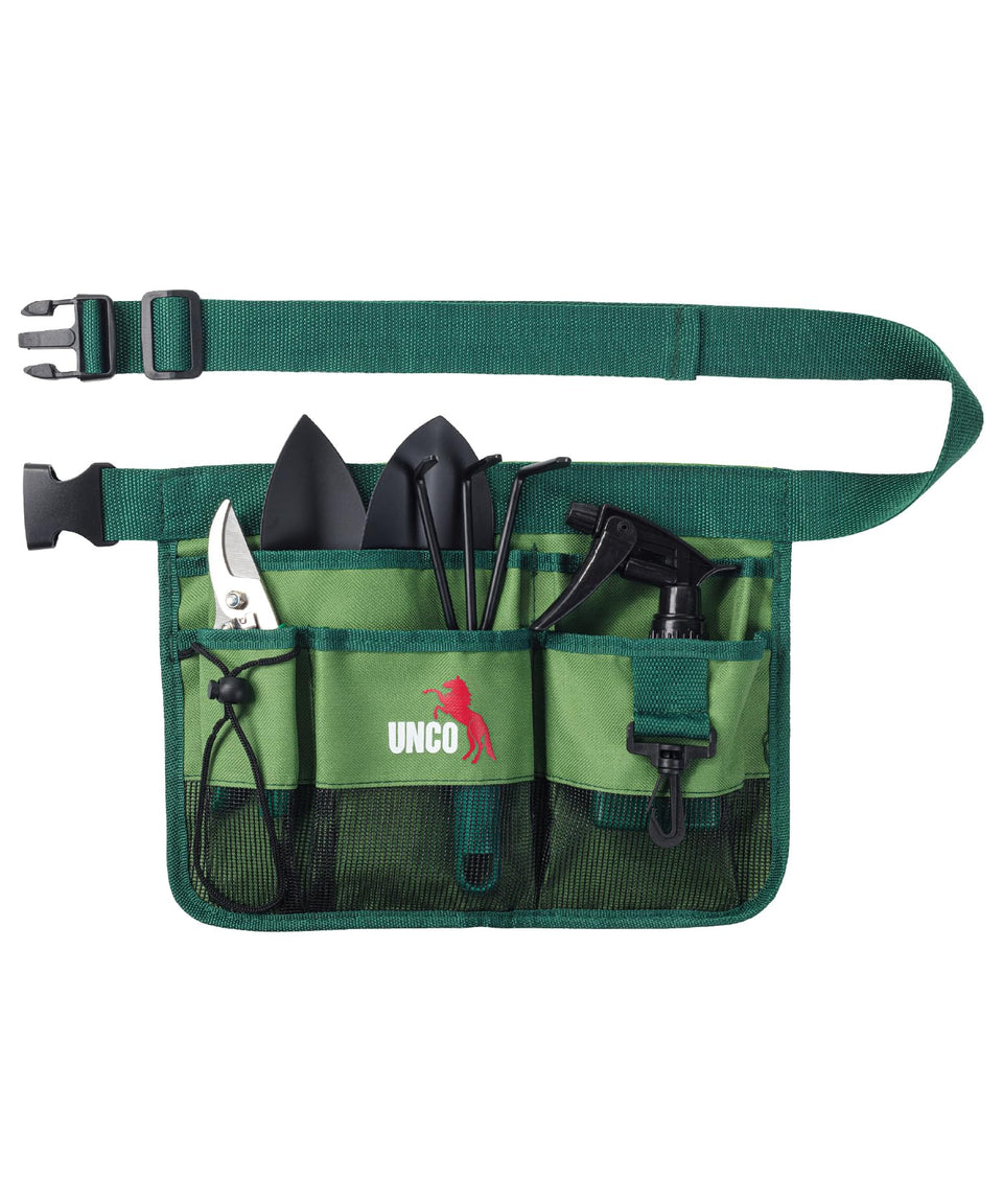 UNCO adjustable gardening belt with 7 pockets for easy tool access