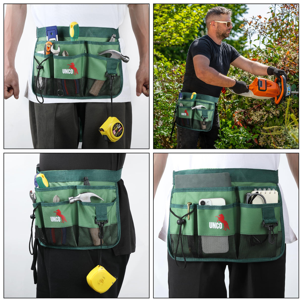 UNCO belt keeps hands free during pruning, planting, and harvesting