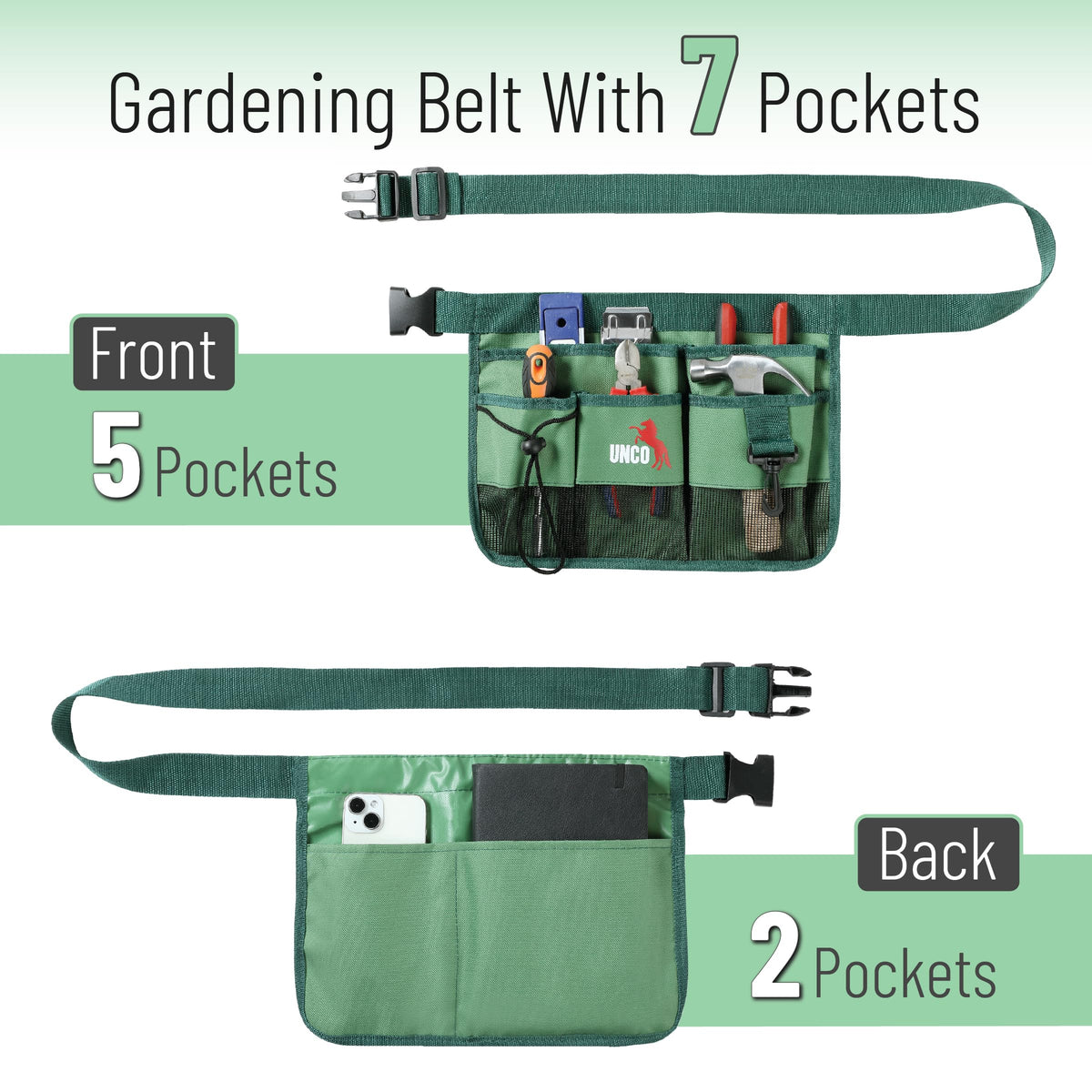 UNCO adjustable waist strap secures the belt for all-day comfort