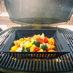 UNCO grill basket durable stainless steel for long-lasting use.