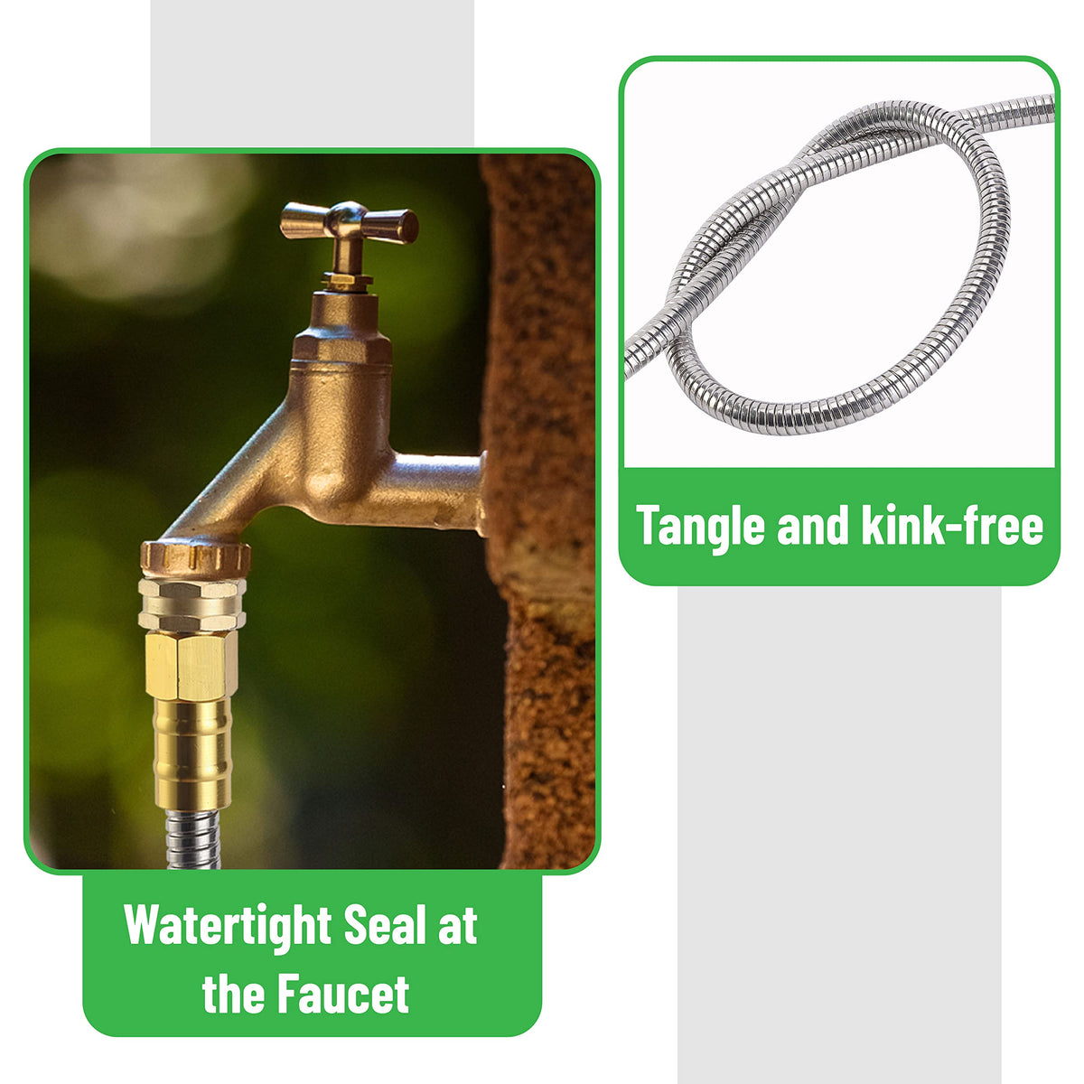 UNCO kink-resistant design keeps water flowing when routed around corners.