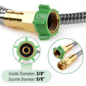 UNCO lightweight stainless steel hose for easy handling.