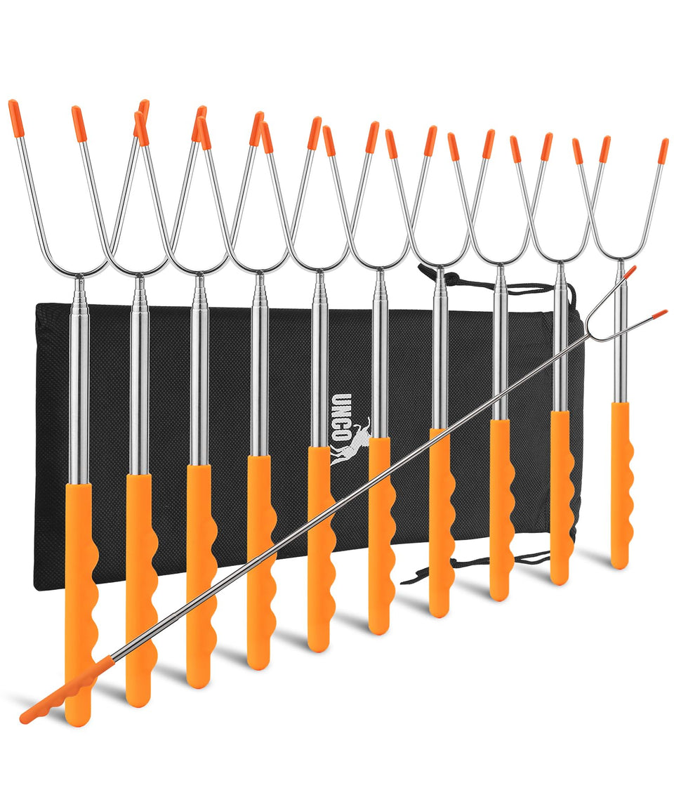 UNCO Marshmallow Roasting Sticks—45-inch stainless steel length for safe campfire roasting.
