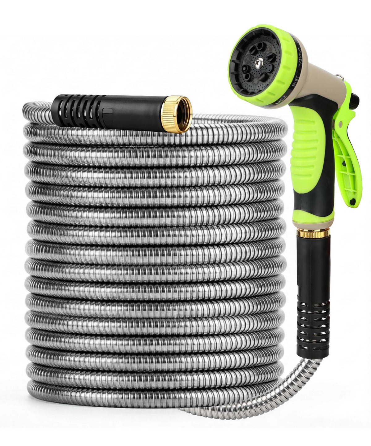 UNCO metal garden hose 25ft stainless steel coil for durable outdoor watering