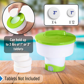 UNCO chlorine floater easy to use with twist-off cap and locking mechanism.