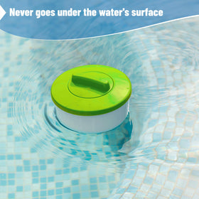 UNCO pool chlorine floater bright green and white design stays visible on water for quick checks.