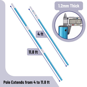 UNCO pool pole length adjustment from 4 to 11.8 ft for versatile cleaning.