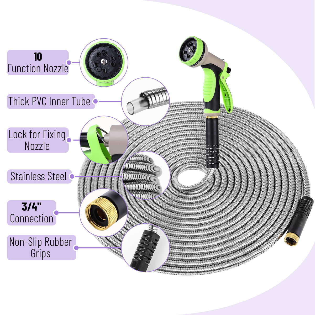 UNCO stainless hose with puncture-resistant material for rugged outdoor work