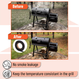 Grill door sealed with UNCO gasket reducing smoke leakage during cooking